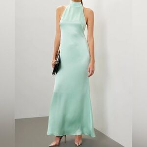 Lapointe Backless Satin Halter Gown Maxi Dress